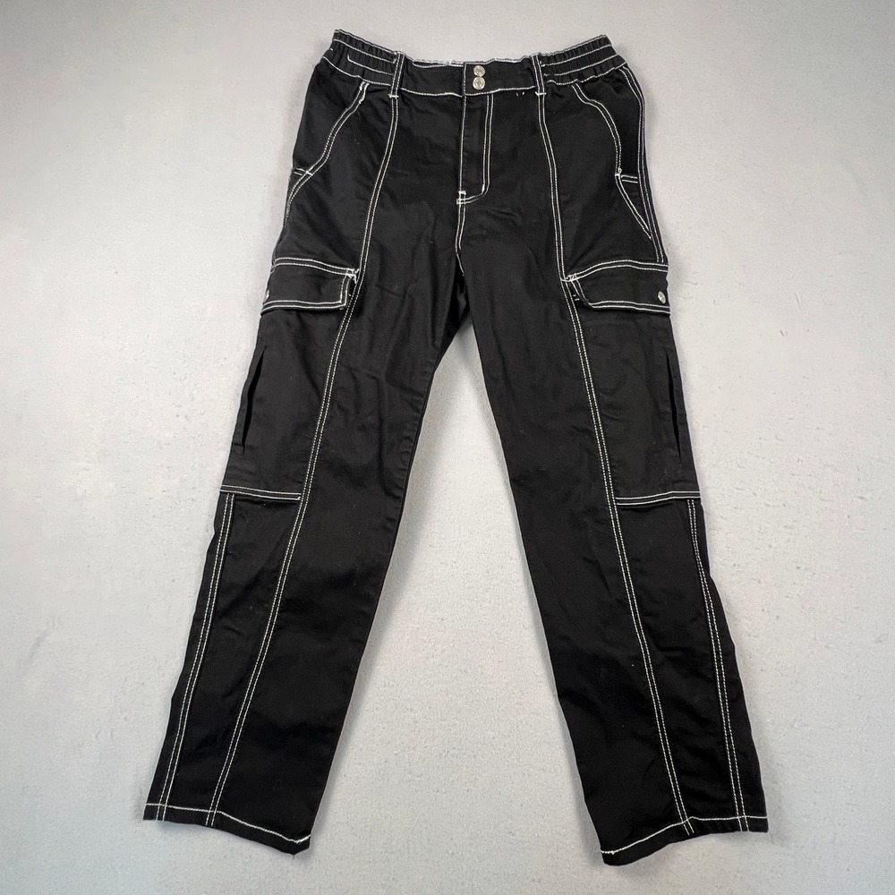 Blue Savvy Cargo Pants Womens 13 Black Contrast Stitch Utility Streetwear Goth